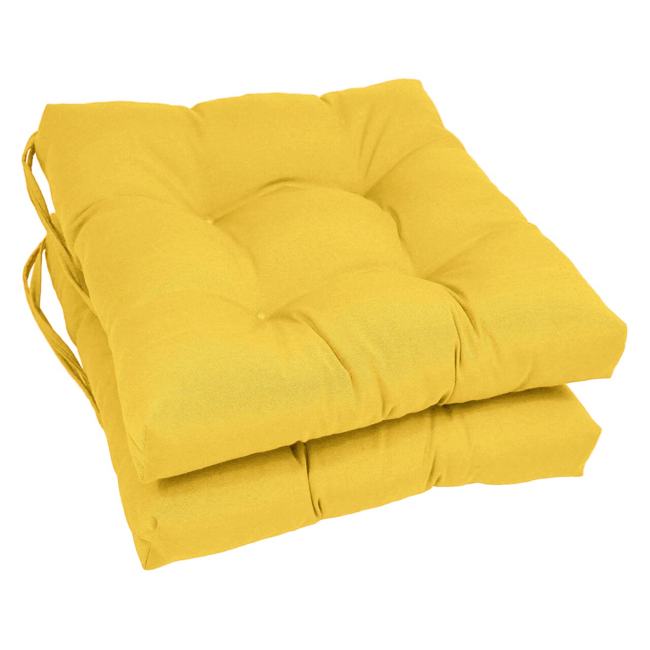 16-inch Solid Twill Square Tufted Chair Cushions (Set of 2) - Sunset